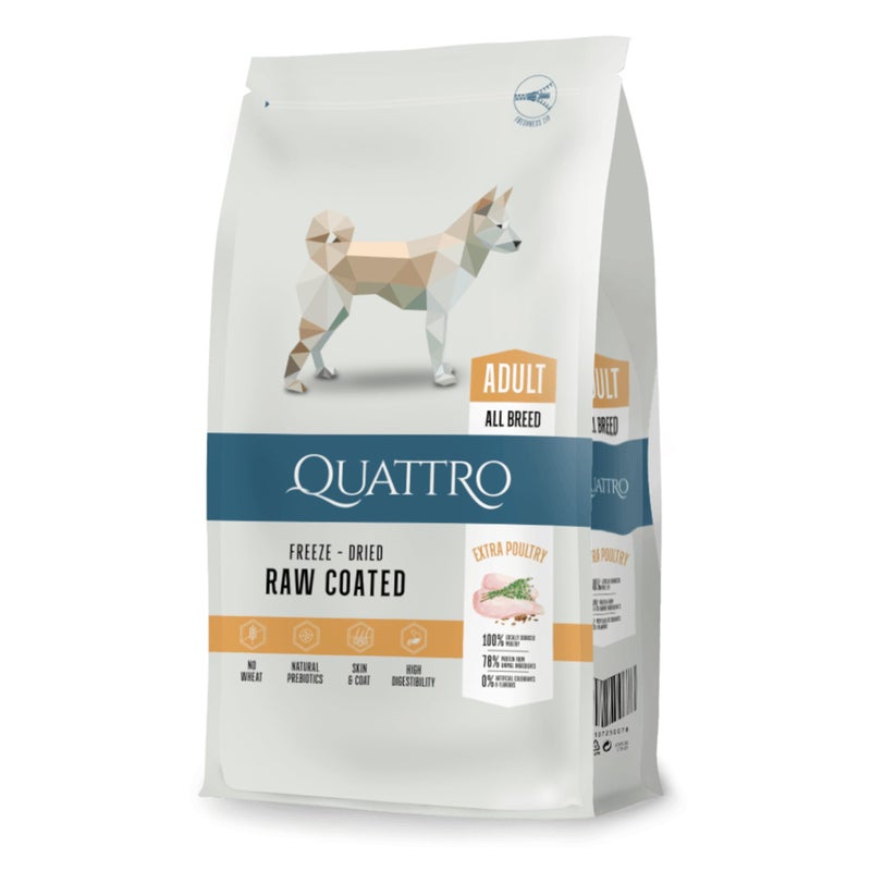 Quattro Super Premium Large Breed Adult Dog Food, Extra Poultry, 3 kg - Image 1