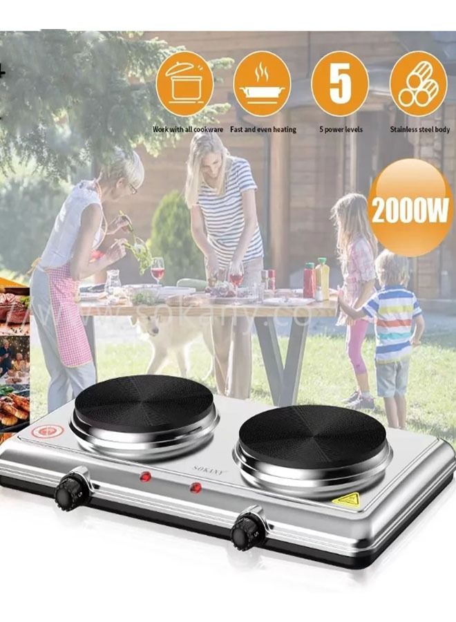 sokany Portable Electric Stove with Twin Solid Hot Plate - Image 1