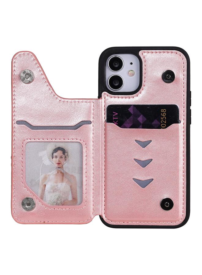 زبون جراب لهاتف iPhone 12 mini، جراب واقٍ بنقشة ست قطط مع حامل وفتحات للبطاقات وإطار للصور - Image 4