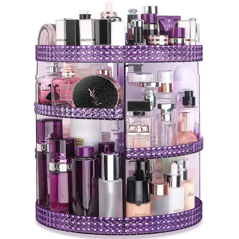 Awenia Makeup Organizer 360Degree Rotating Adjustable Makeup Storage 7 Layers Large Capacity Cosmetic Storage Unit Fits Different Types of Cosmetics and Accessories Plus SizePurple