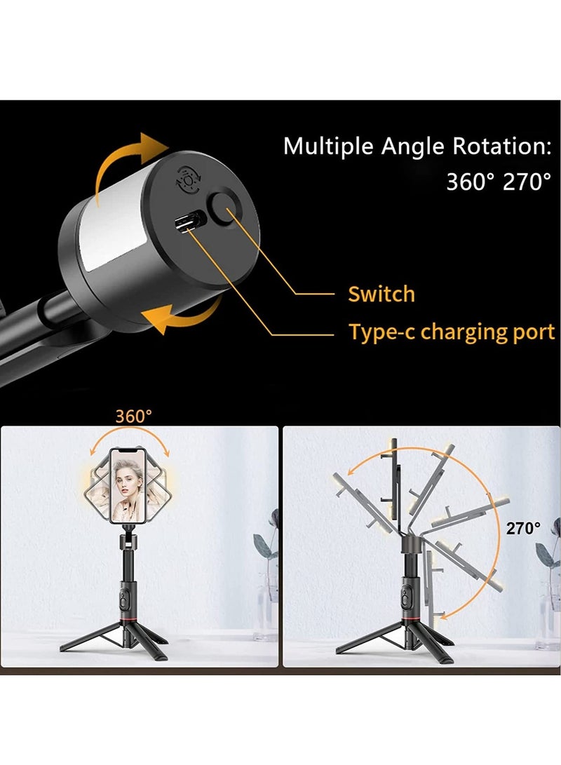 ELTRAZONE Selfie Stick Tripod With Fill Light，Extendable Bluetooth Selfie Stick With Wireless Remote,Compatible With Most Android & IPhone IOS Device (C) - Image 4