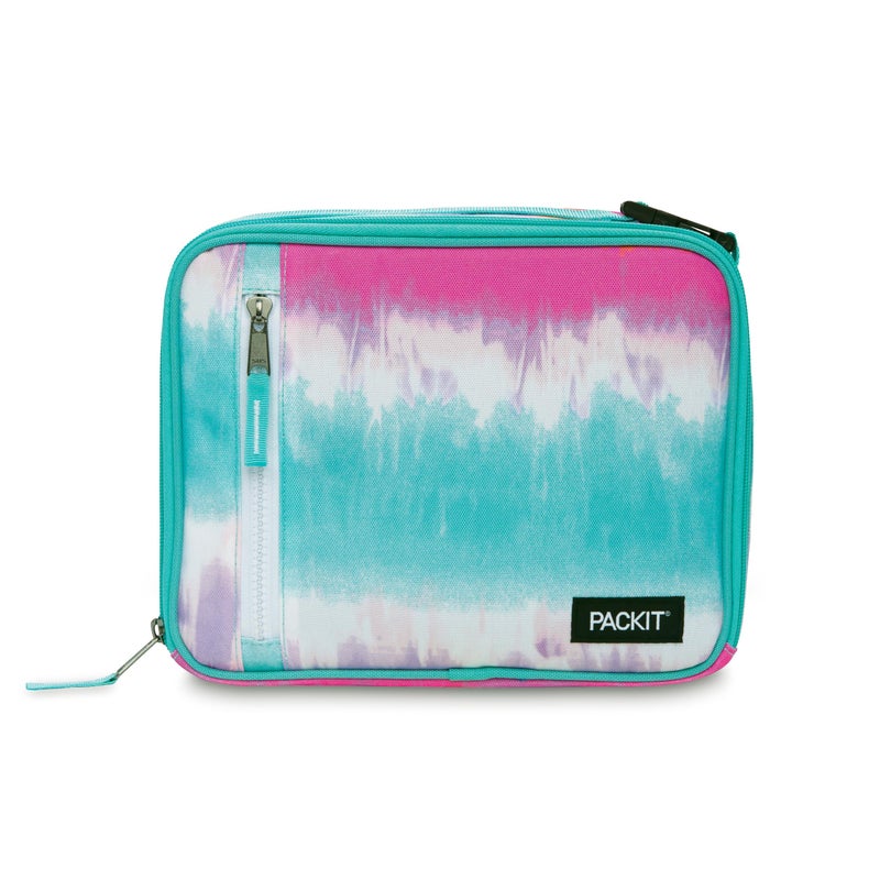 PackIt Freezable Classic Lunch Box Tie Dye Sorbet Built with EcoFreeze Technology Collapsible Reusable Zip Closure With Zip Front Pocket and Buckle Handle Designed for Lunches