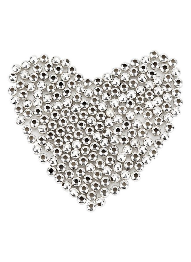 Pangda 1000 Pack 4 Mm Metal Spacer Beads Metallic Plated Round Beads Tiny Smooth Beads For Necklaces Bracelets And Jewelry Making (Silver)  - Image 2