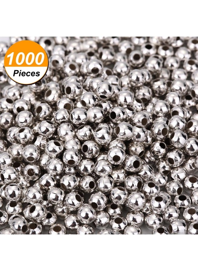 Pangda 1000 Pack 4 Mm Metal Spacer Beads Metallic Plated Round Beads Tiny Smooth Beads For Necklaces Bracelets And Jewelry Making (Silver)  - Image 3