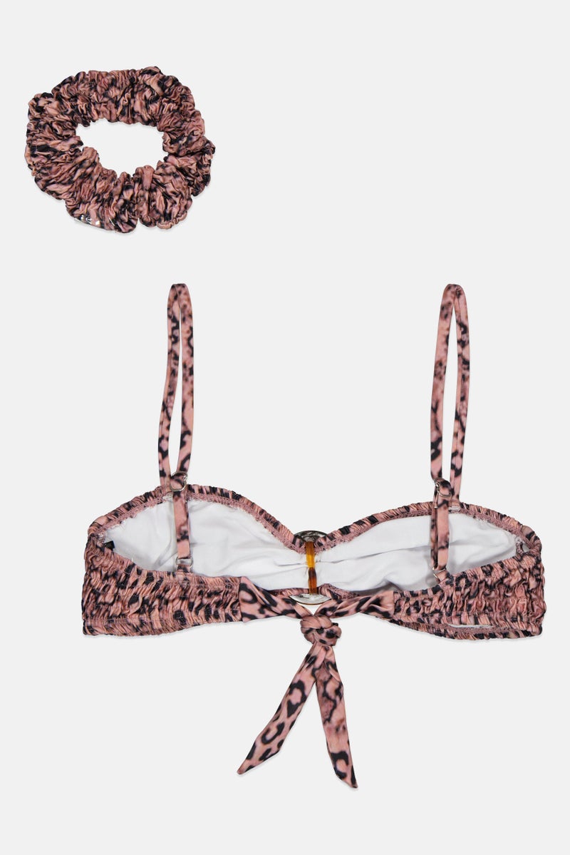 Missguided Women Allover Printed Bikini Top With Scrunchies, Multicolor - Image 2