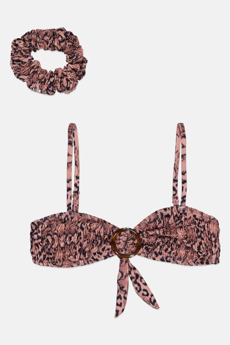 Missguided Women Allover Printed Bikini Top With Scrunchies, Multicolor - Image 1