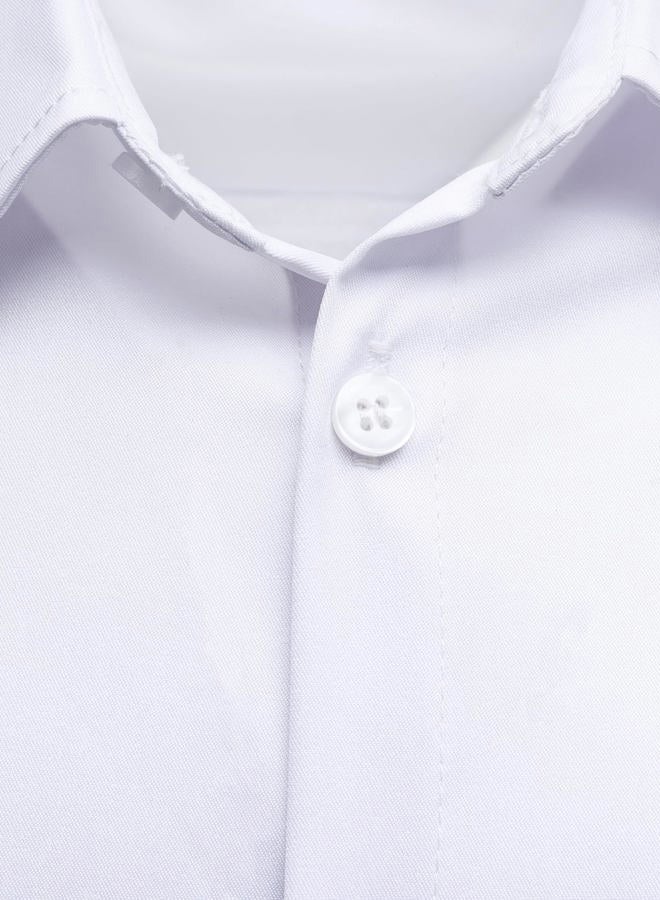AOTIK Boys Stretch Wrinkle Free Dress Shirts Button Down Shirt Long Sleeve Formal School Uniform Shirts, White, 11-12 Years - Image 3