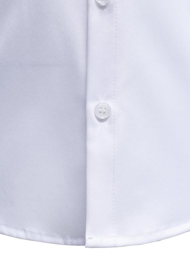 AOTIK Boys Stretch Wrinkle Free Dress Shirts Button Down Shirt Long Sleeve Formal School Uniform Shirts, White, 11-12 Years - Image 5