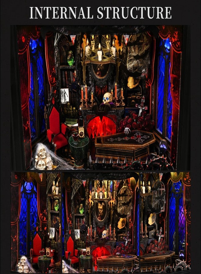 ETKVR Book Nook Kit, Picture Frame Booknook, Wall Mounted Miniature Dollhouse Kit, DIY 3D Wooden Puzzle for Home Bookshelf Decoration - Vampire - Image 3