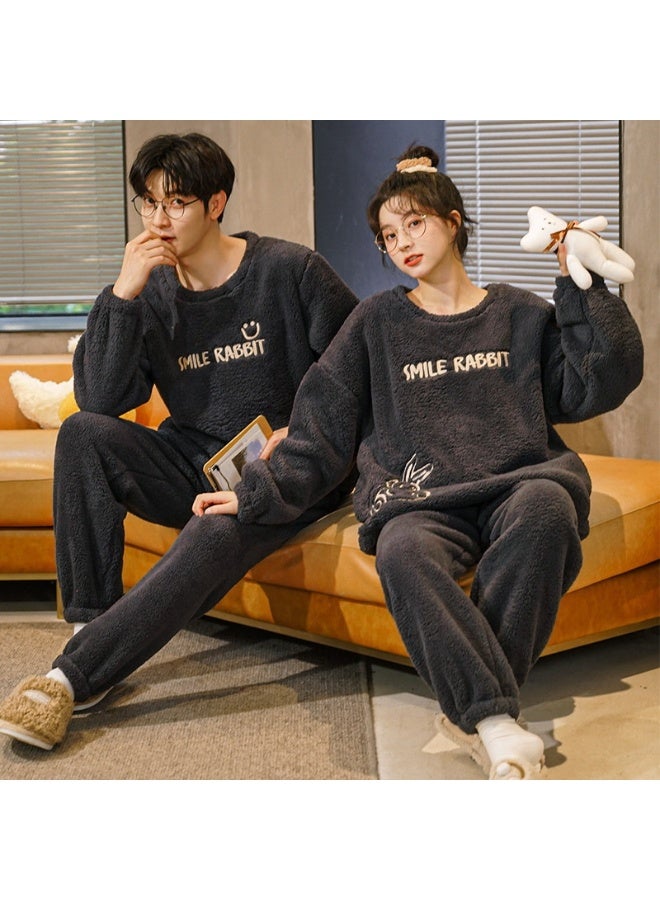 Pajamas For Couples Set Thick Warm Coral Fleece Homewear Winter Lounge Men's Clothing Soft Loose Pajamas Women Home Clothes Suit - Image 1