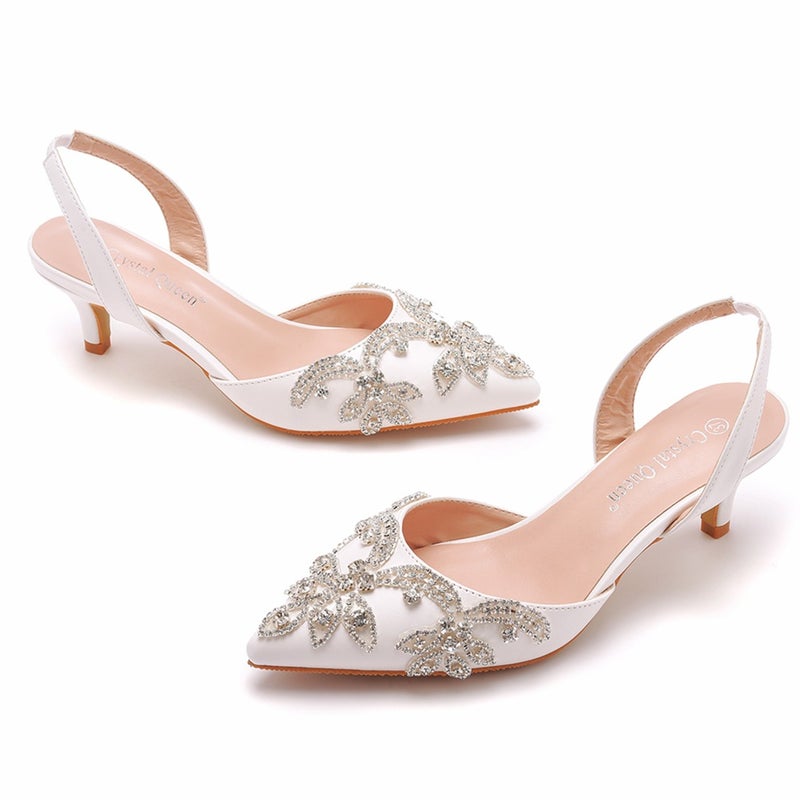 5Cm Large Size Stiletto Heel Pointed Toe Sandals Rear Cool High Heels Rhinestone High Heel Sandals Women'S Golden Wedding Shoes - Image 3