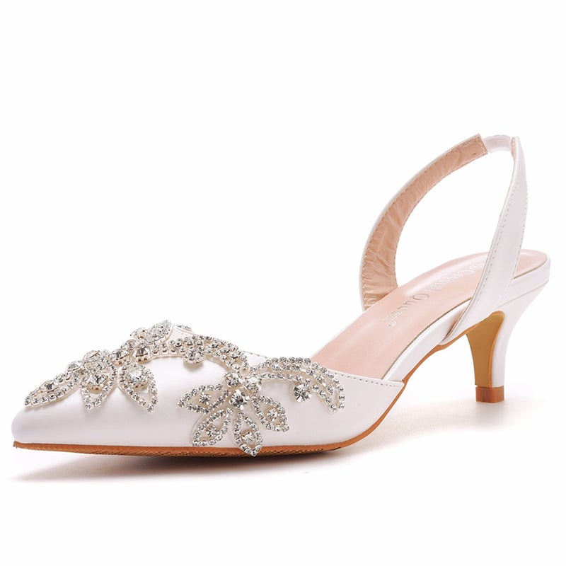 5Cm Large Size Stiletto Heel Pointed Toe Sandals Rear Cool High Heels Rhinestone High Heel Sandals Women'S Golden Wedding Shoes - Image 4