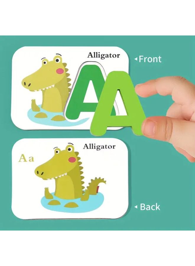 DC Spelling Word 26pcs Alphabet Flash Cards Educational Wooden Puzzles For Kids - Image 4