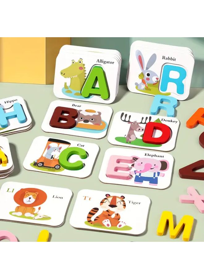 DC Spelling Word 26pcs Alphabet Flash Cards Educational Wooden Puzzles For Kids - Image 2