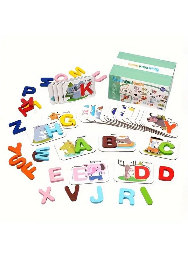 DC Spelling Word 26pcs Alphabet Flash Cards Educational Wooden Puzzles For Kids - Image 5