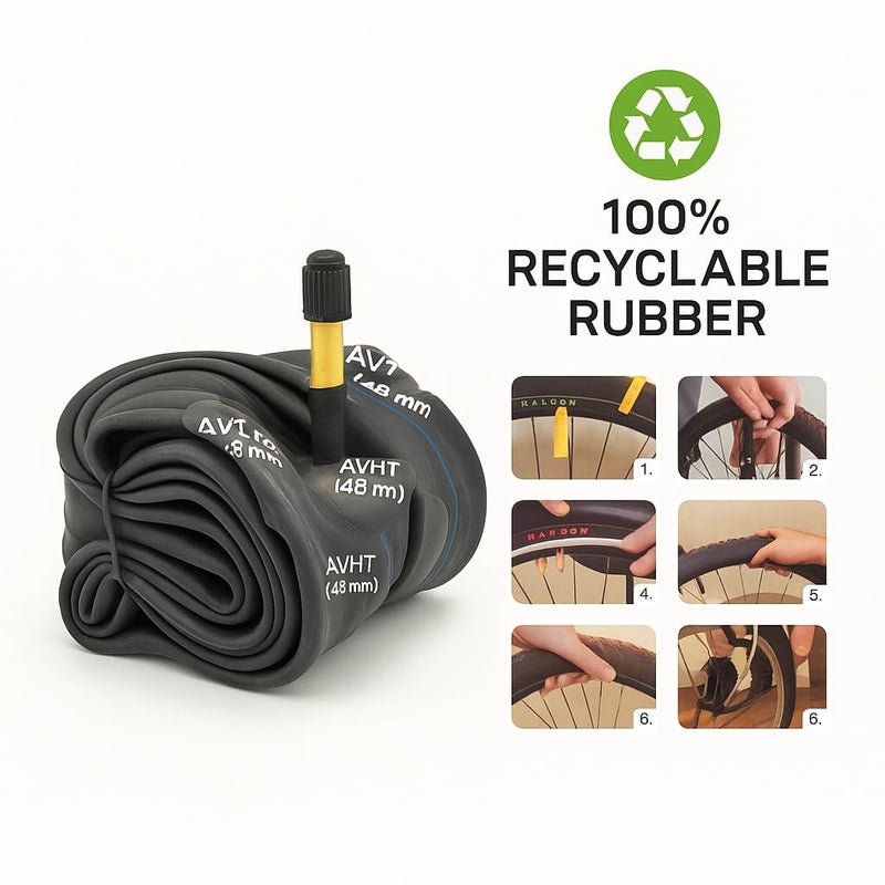 RALSON 24 Inch Bicycle Inner Tube (24x1.50–24x2.125) Fits 40-507/47-507/50-507/54-507/57-507 | 48mm AV Schrader Valve | Butyl Rubber Tube for Kids Bike, BMX, Mountain, Cruiser - Image 4