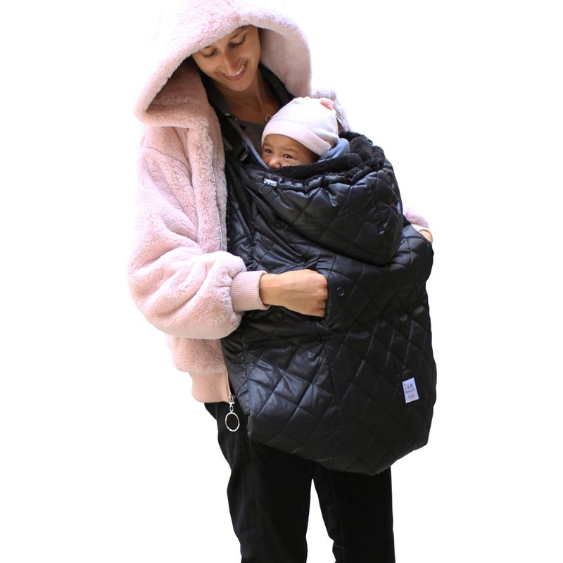 7 A.M. 7AM Enfant Baby Carrier Cover - K-Poncho Universal Fit Winter Ultra Soft Plush Lining, Water Repellent Bunting Bag with Adjustable Hood, Multifunctional Stroller & Car Seat Blanket Cover | (0-3T) - Image 1