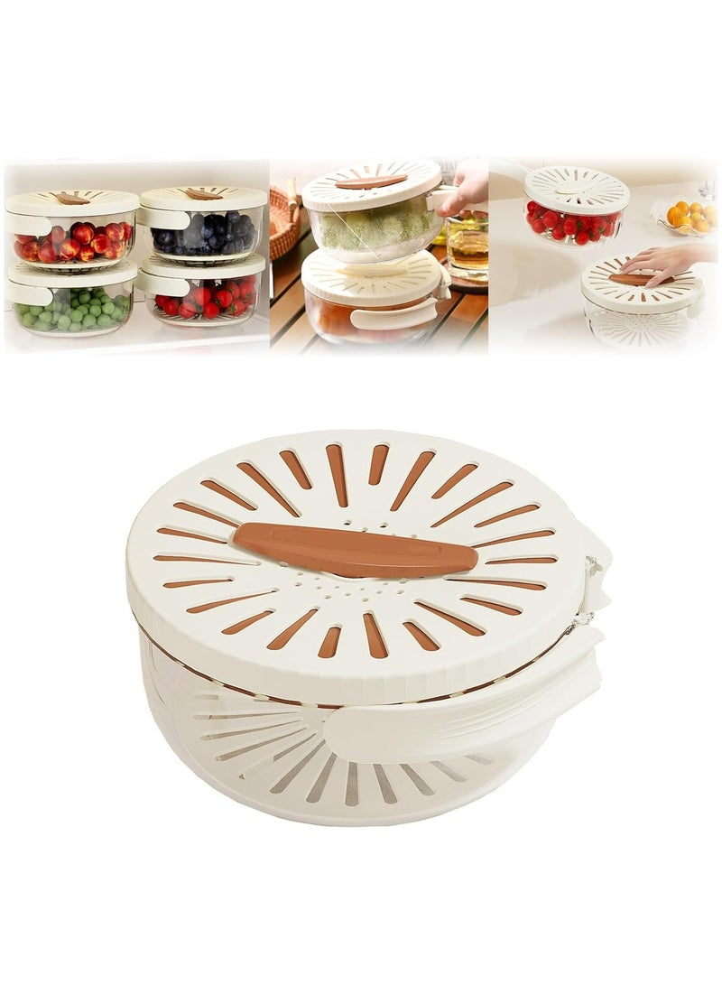 أوزيغالور مصفاة قابلة للطي مع غطاء قابل للقفل - وعاء تصفية خالي من BPA للمطبخ (بني) - Image 1