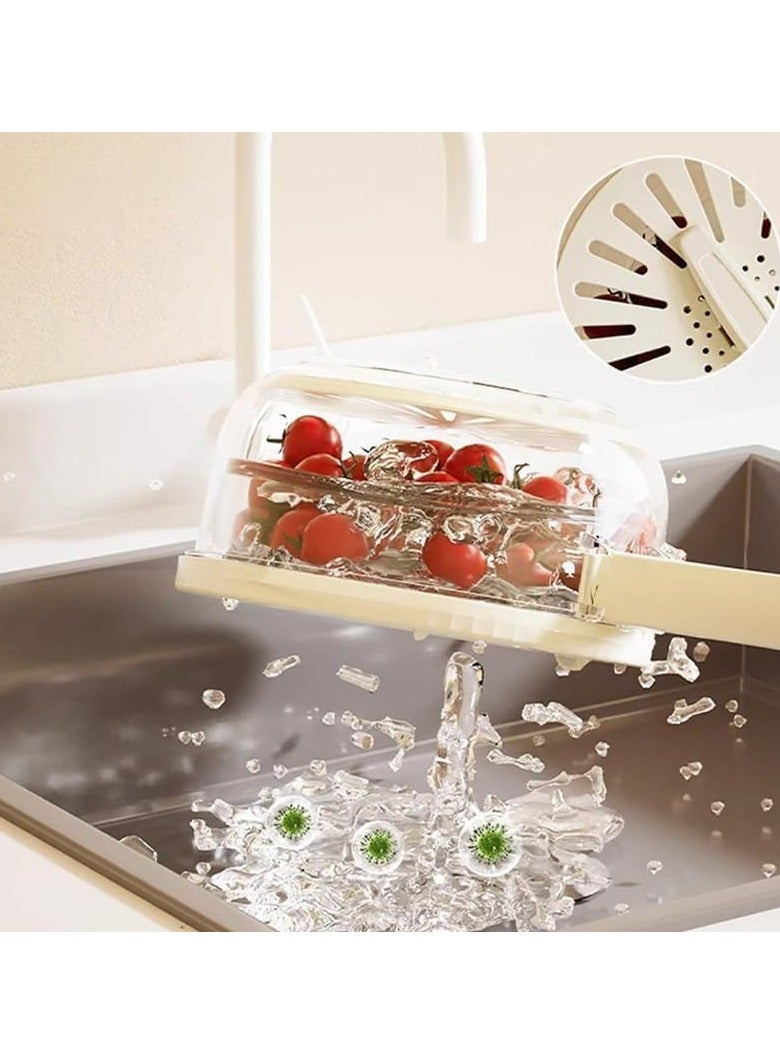 أوزيغالور مصفاة قابلة للطي مع غطاء قابل للقفل - وعاء تصفية خالي من BPA للمطبخ (بني) - Image 2