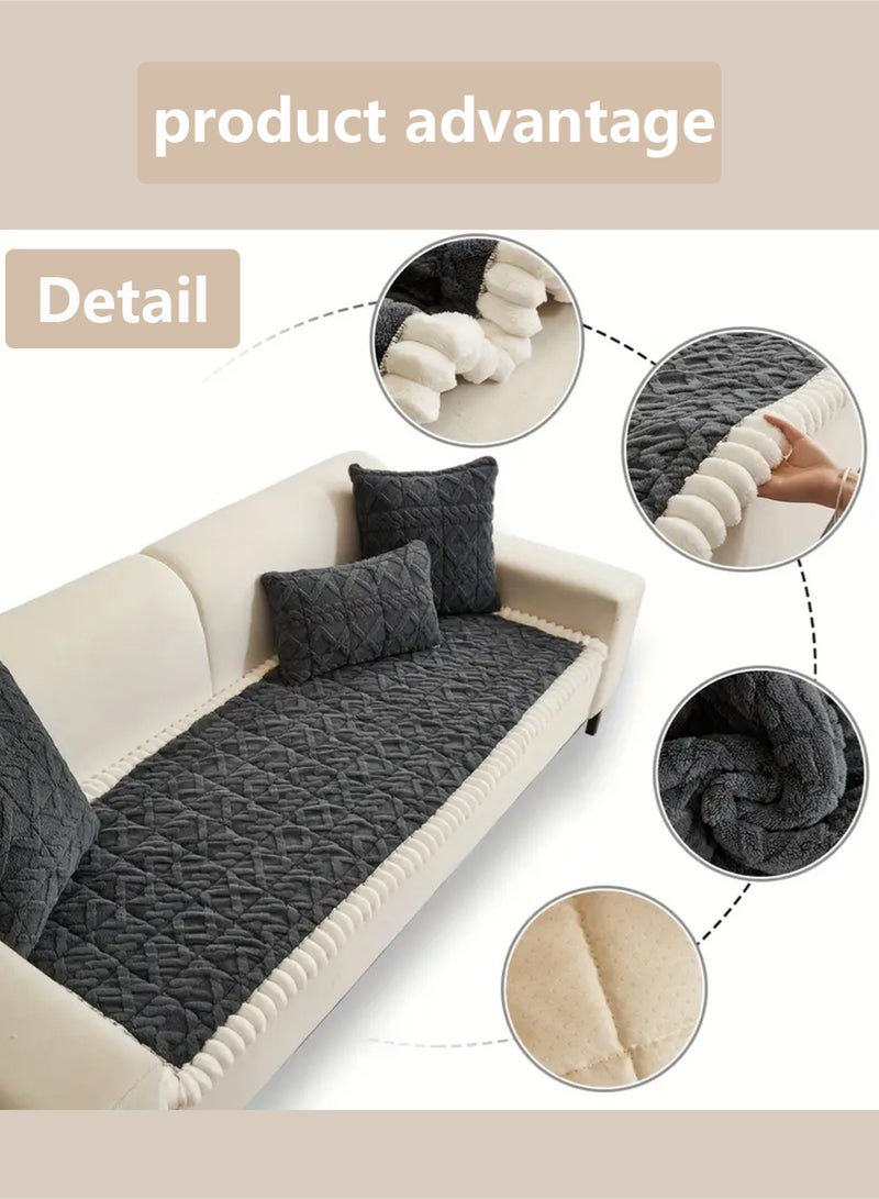 EzzySo Sofa Cover 3 Seats Sofa Slipcover 70 x 180 CM Family Friendly Couch Cover Protector Sofa Slipcover for Pets Humans Living Room Bedroom Office Decor Grey - Image 5