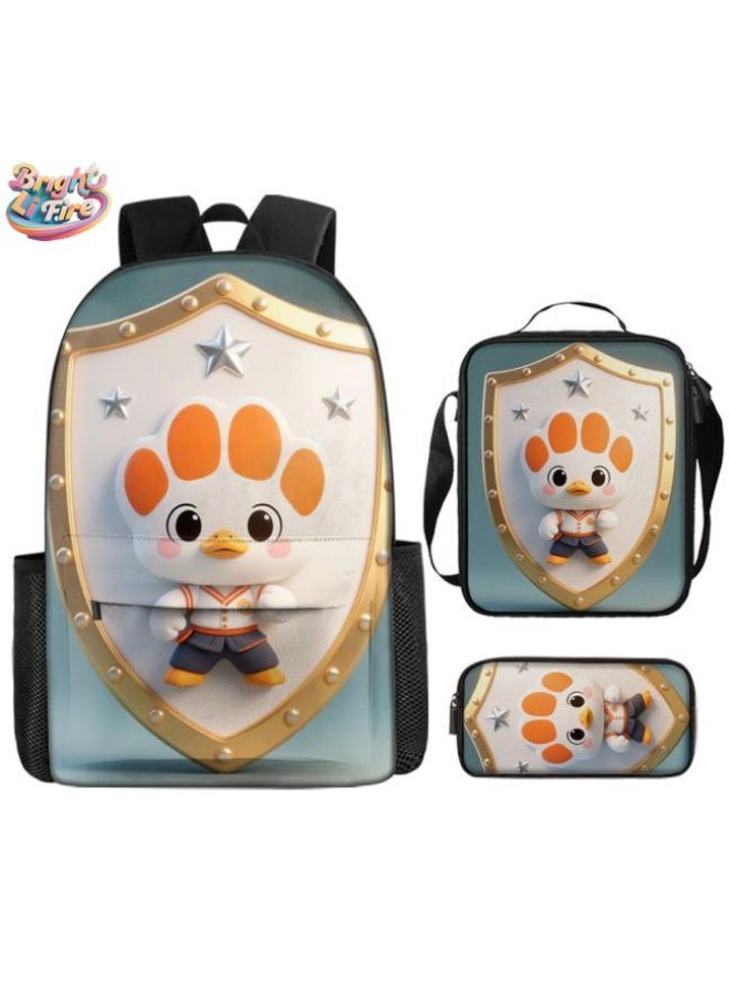 Bright Li Fire Unlock the new fashion of childish fun! Three-piece set of bags, cartoon elements for children and teenagers (students, children, friends' outings, mountain climbing, schooling, etc. can be used) - 99 - Image 1