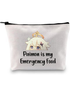 JXGZSO JXGZSO Anime Inspired Novelty Cosmetic Bag Paimon is my Emergency Food Traveller Gift Anime Lover Gift 
