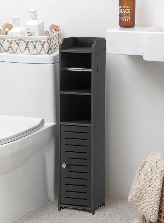 CozyNest Narrow Toilet Paper Cabinet for Small Spaces, Freestanding Bathroom Organizer Beside Toilet, 80cm Height with Shelf and Door, Made of PVC - Image 2