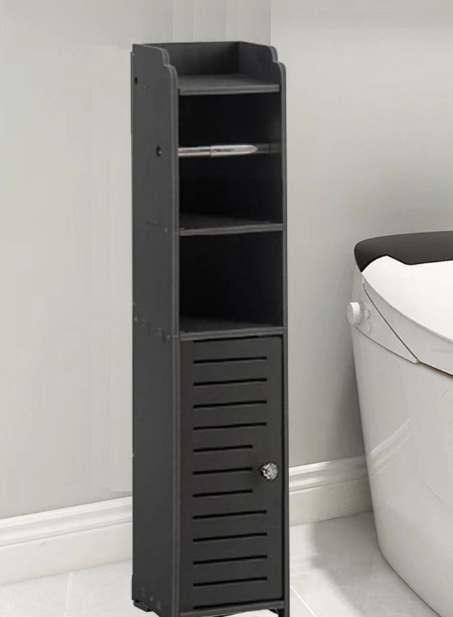 CozyNest Narrow Toilet Paper Cabinet for Small Spaces, Freestanding Bathroom Organizer Beside Toilet, 80cm Height with Shelf and Door, Made of PVC - Image 4