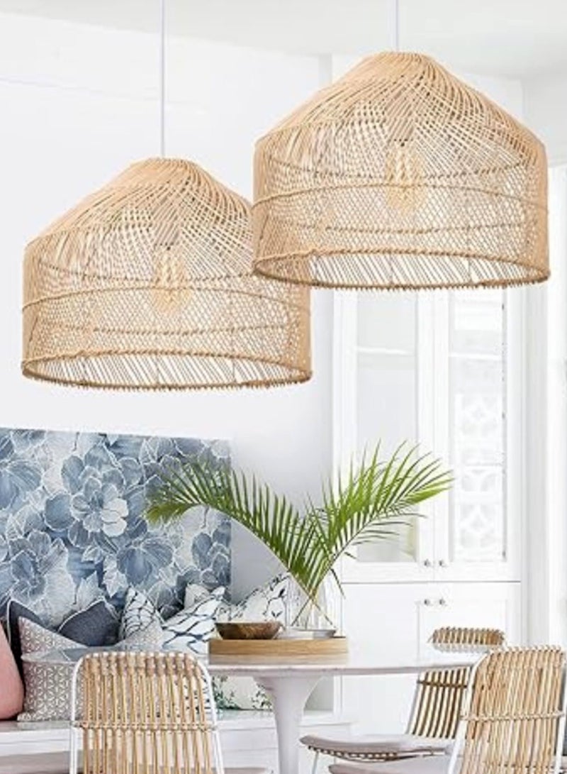 Living Set of 2 Rattan Lighting Hanging Lamp For Home - Image 1