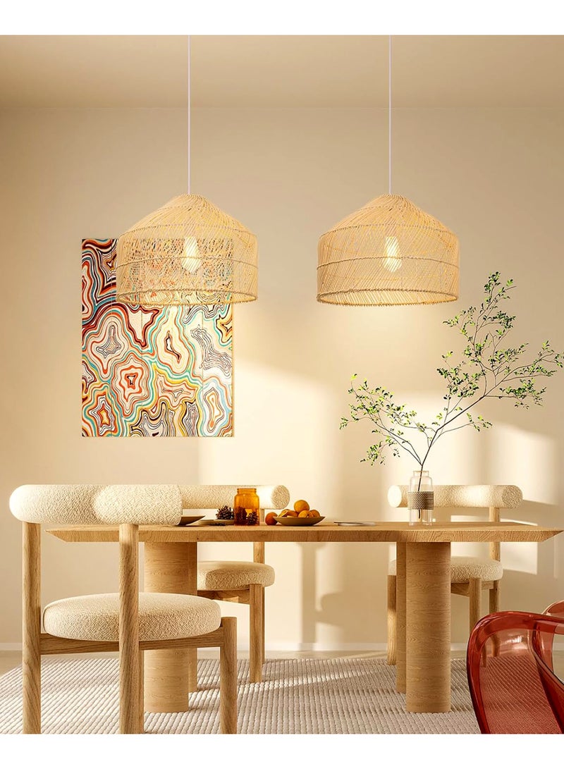 Living Set of 2 Rattan Lighting Hanging Lamp For Home - Image 5