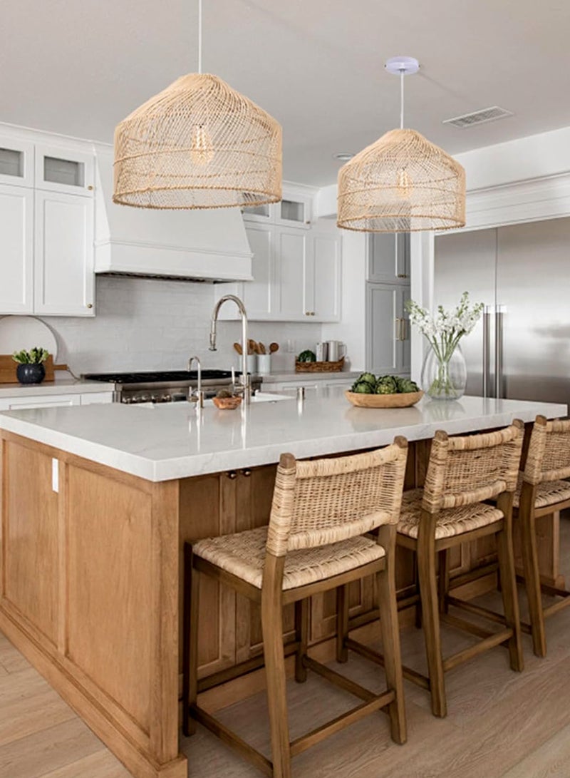 Living Set of 2 Rattan Lighting Hanging Lamp For Home - Image 2