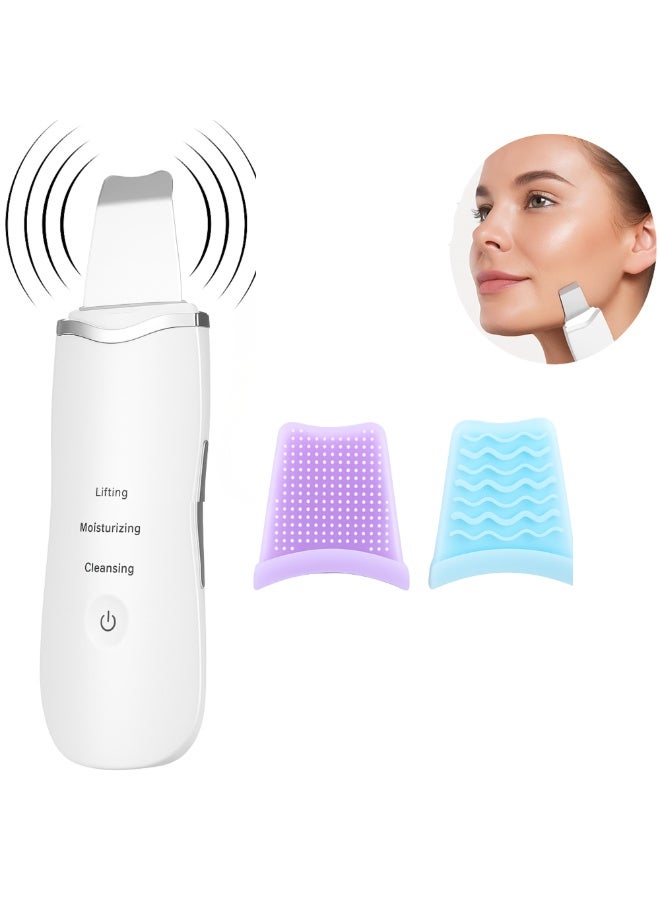 مزيل الرؤوس السوداء بالموجات فوق الصوتية لتنظيف البشرة، ملعقة تنظيف المسام، أدوات إزالة الرؤوس السوداء لتنظيف الوجه بعمق بثلاثة أوضاع (أبيض) - Image 1