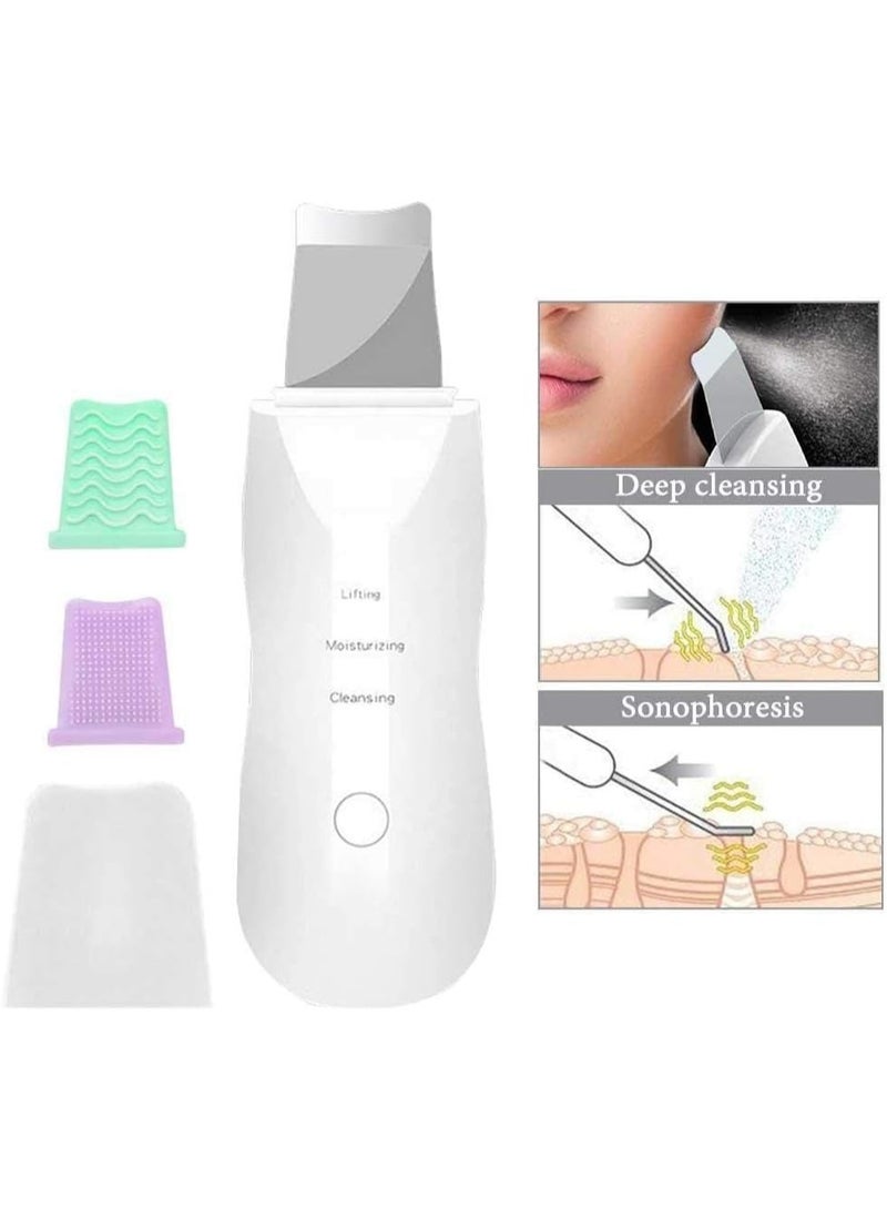 مزيل الرؤوس السوداء بالموجات فوق الصوتية لتنظيف البشرة، ملعقة تنظيف المسام، أدوات إزالة الرؤوس السوداء لتنظيف الوجه بعمق بثلاثة أوضاع (أبيض) - Image 2