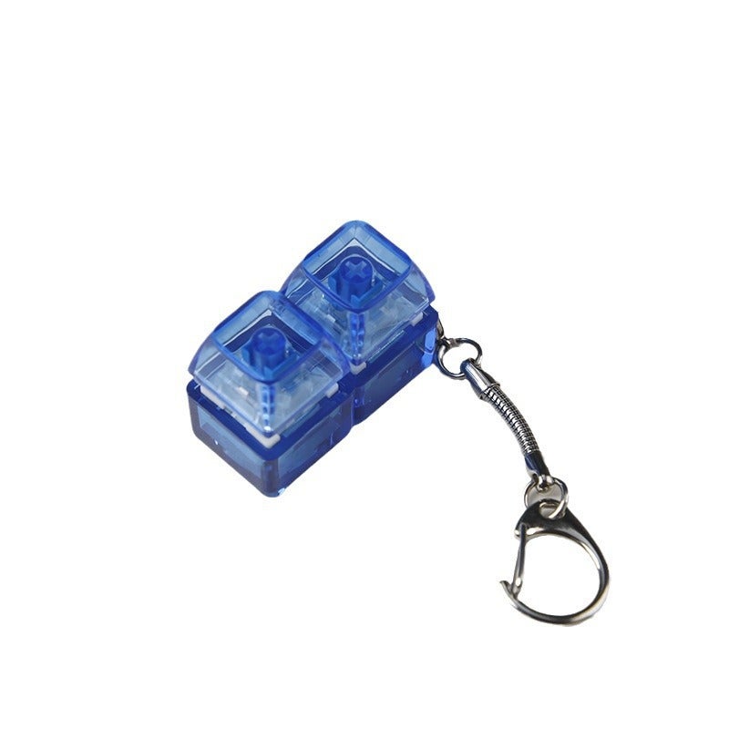 PC fully transparent material decompression shaft tester press sound crisp 2 holes 3 holes 4 holes key chain with light transparent cap 2-hole blue transparent with light * 1 