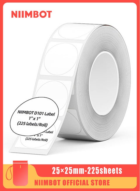 D101 Label Maker Tape Waterproof Round Thermal Label Paper Sticker Labels for Barcode Printing 25*25mm White