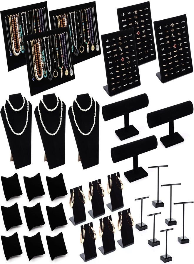 Quelay 33 Pcs Velvet Jewelry Display Set for Selling and Show Necklace Jewelry Display Stand Holder for Bracelet Ring Bust, Wrist Watch, Earring T-stand Vendors Craft Showcase Organizer - Image 1