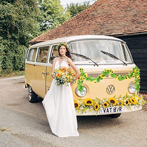 DearHouse 4 Pack Artificial Sunflower Garland Silk Sunflower Vine Artificial Flowers with Green Leaves Wedding Table Decor - Image 5