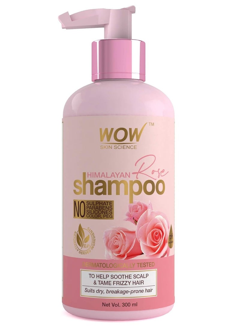 Skin Science Himalayan Rose Shampoo with Rose Hydrosol, Coconut Oil, Almond Oil & Argan Oil - For Volumnising Hair, Anti Smelly Scalp - No Parabens, Sulphate, Silicones, Color & PEG - 300mL