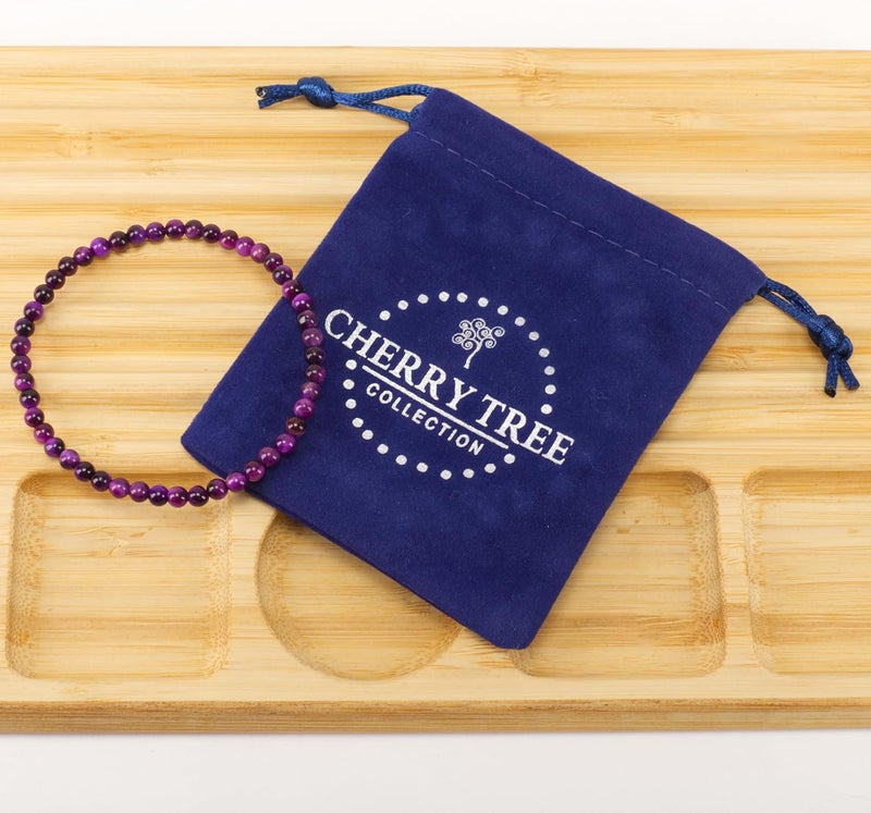 Cherry Tree Collection - Small, Medium, Large Sizes - Gemstone Beaded Bracelets For Women, Men, and Teens - 4mm Round Beads - Image 2
