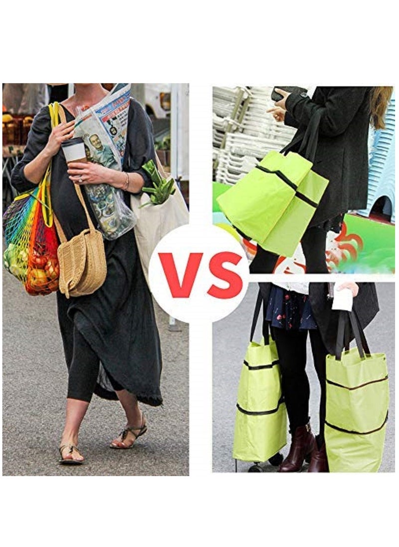 Collapsible Reusable Foldable Trolley Grocery Shopping Tote Bag