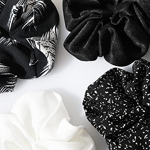 Cabaubl 4pcs Silk Satin Hair Ties,Oversized Soft Hair Scrunchies for Women Girls Gift,Elastic Ponytail Holder Decorations,Hair Style Accessories,Light brown, coffee, dark brown, off-white Scrunchy - Image 3