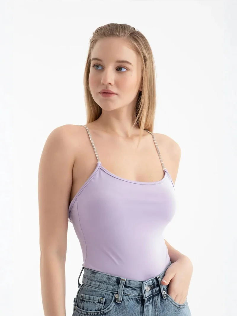 زوبعة رقبة مغرفة بحزام ماسي للجسم