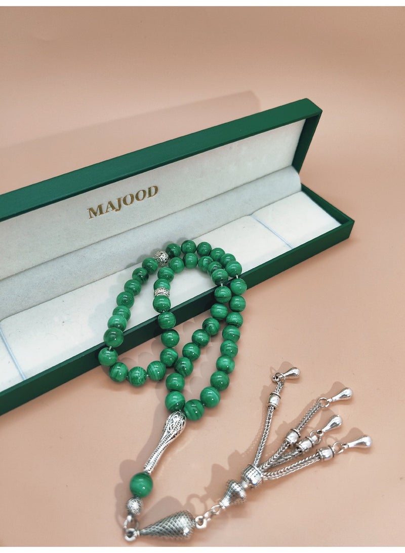 موجود مسبحة صلاة من حجر المالاكيت من 45 جوهرة/تسبيح/8 مم - Image 5