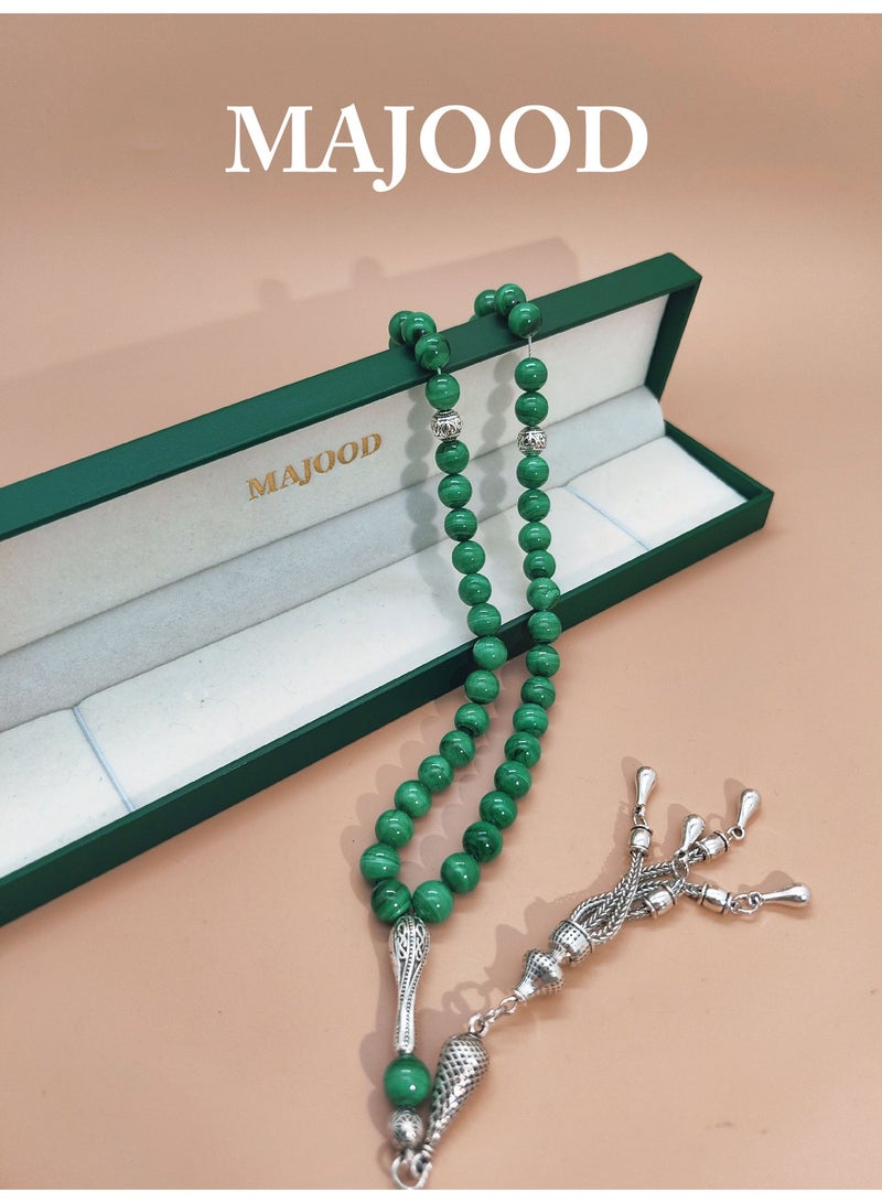 موجود مسبحة صلاة من حجر المالاكيت من 45 جوهرة/تسبيح/8 مم - Image 2