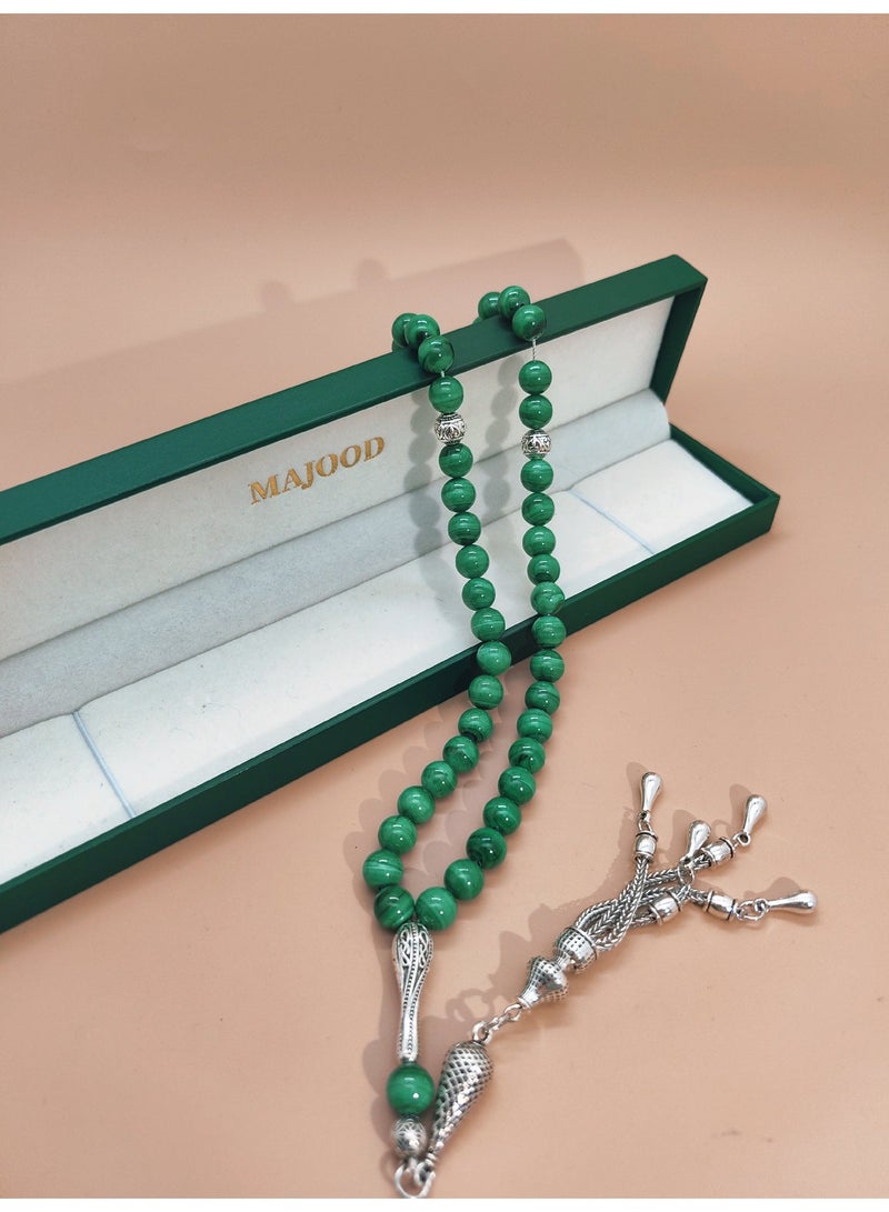 موجود مسبحة صلاة من حجر المالاكيت من 45 جوهرة/تسبيح/8 مم - Image 4