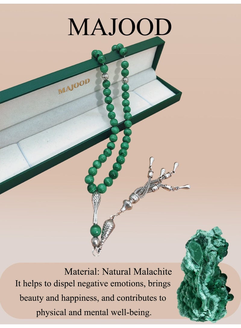 موجود مسبحة صلاة من حجر المالاكيت من 45 جوهرة/تسبيح/8 مم - Image 1