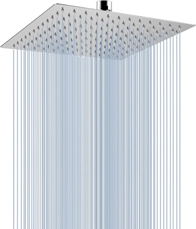Voolan Rain Shower head, High Pressure Shower Head Made of 304 Stainless Steel, Relaxed Shower Experience Even at Low Water Flow and Pressure (10" Chrome) - Image 1