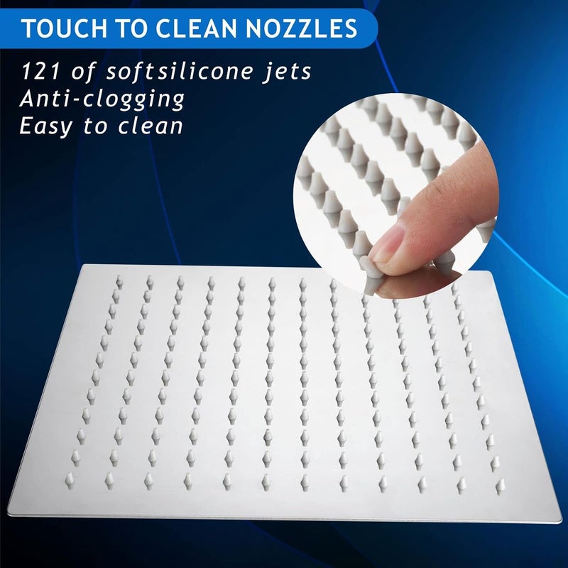 Voolan Rain Shower head, High Pressure Shower Head Made of 304 Stainless Steel, Relaxed Shower Experience Even at Low Water Flow and Pressure (10" Chrome) - Image 3