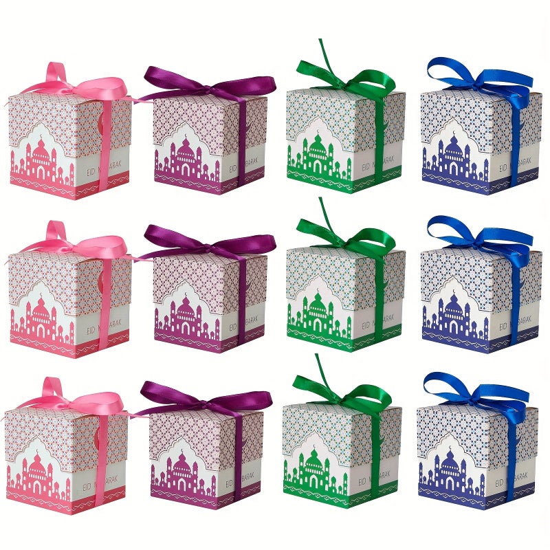 Gift For Her Him Mixed Color 12pcs Ramadan Gift Box With Ribbon For Holidays Celebration - Image 1