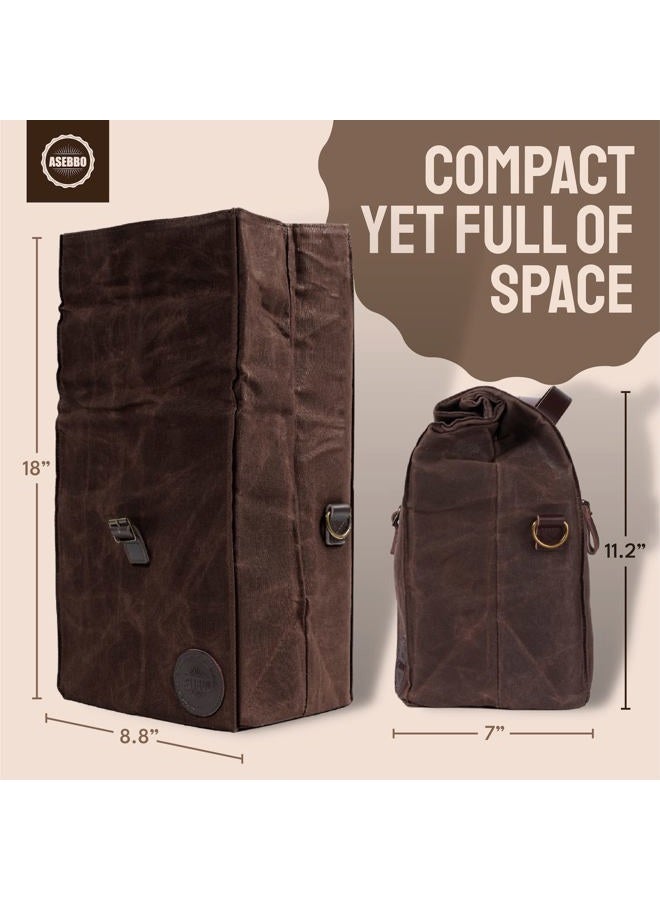 ASEBBO Insulated Lunch Bag 10L Sturdy Waxed Canvas Lunch Box for Men and Women, Leakproof Insulated Cooler Bag for Work Picnic Hiking, Lunchbox for Adults with Shoulder Strap (Brown) - Image 5